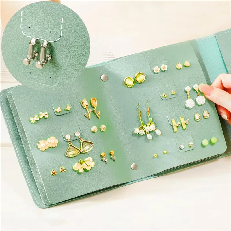 Travel Jewelry Organizer | 1PC PU Leather Ear Stud Storage Bag, Multi-Layer Jewelry Organizer, Book-Type Storage Bag for Earrings, Rings, Necklaces, and Small Jewelry Accessories, Compact Jewelry Case for Travel and Home Use