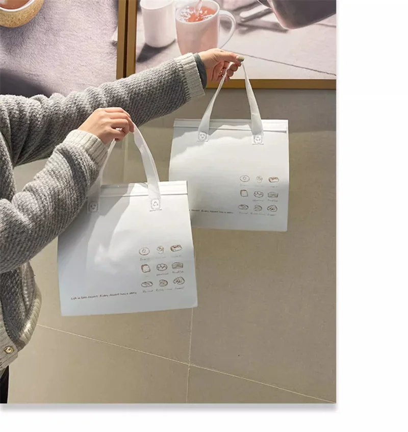 10pcs Non-Woven Insulated Tote Bags – Reusable Fabric Pouches for Cake, Bread, Drinks, and Food, Portable Thermal Carrier Keeps Hot or Cold, Ideal for Delivery, Picnic, Grocery, Work, School 5