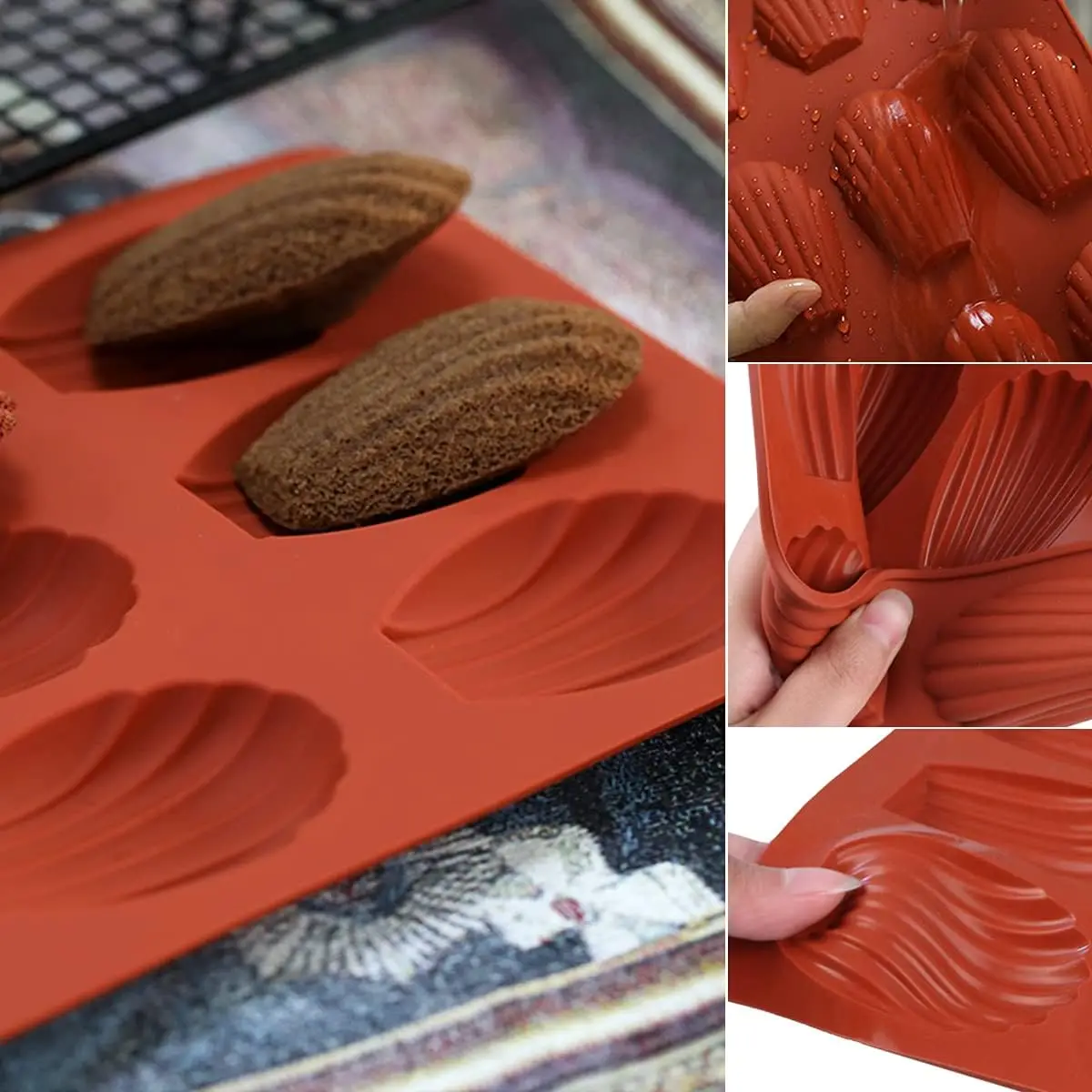 Shell Madeleine Cake Mold Silicone Baking Tool for DIY Cakes, Cookies, Chocolates, and Desserts, Shell-Shaped Non-Stick Flexible Mold for Home Baking, Party Treats, and Creative Kitchen Accessories - 图片 2