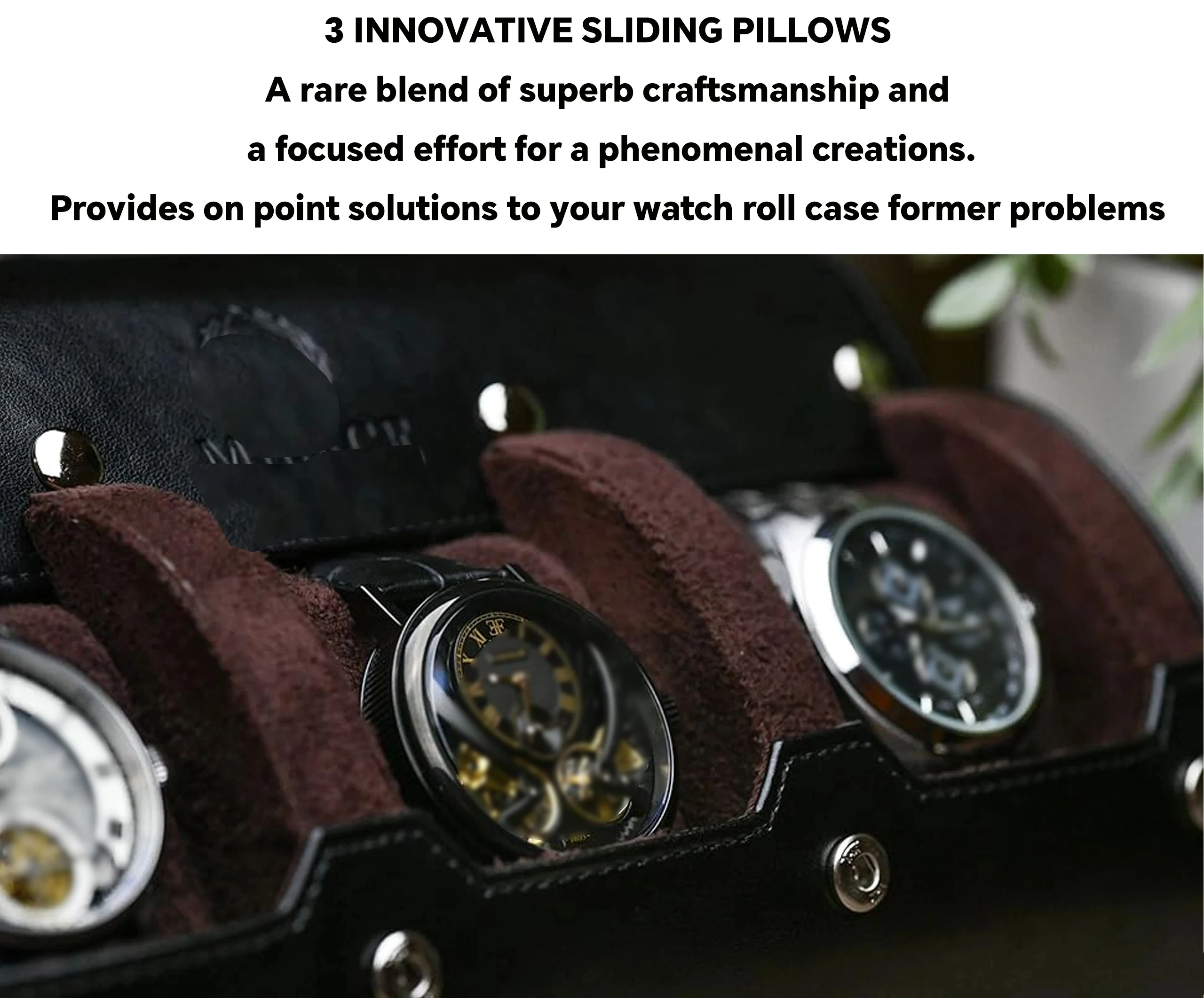 Watch Roll Case Organizer ⌚ – PU Leather Travel Case for Men & Women, 3-Slot Display, Swiss-Inspired Design, Soft Suede, Flat Base Stability, Luxury Gift for Watch Lovers 2