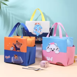 Cartoon Children Lunch Bags, Cute School Lunchbox Tote for Girls and Boys, Thermal Insulated Lunch Bag for Kids, Large Capacity Picnic Food Carrier, Reusable Kids Meal Bag