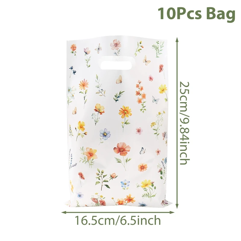 10/25/50pcs Wildflower Themed Handbag Candy Bags, Spring Floral Birthday Party Gift Packaging Bags for Baby Shower, Wedding, and Girl Party Supplies 12