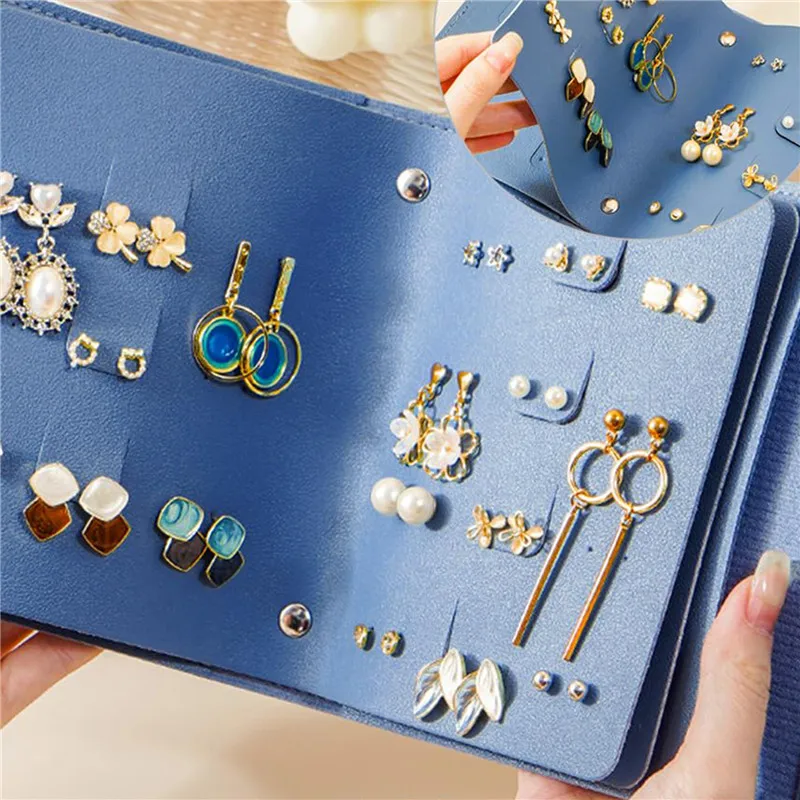 Travel Jewelry Organizer | 1PC PU Leather Ear Stud Storage Bag, Multi-Layer Jewelry Organizer, Book-Type Storage Bag for Earrings, Rings, Necklaces, and Small Jewelry Accessories, Compact Jewelry Case for Travel and Home Use
