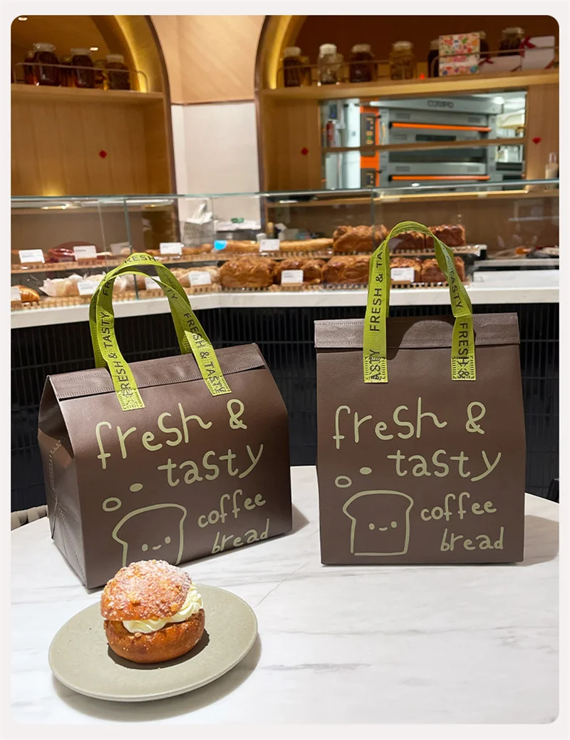 Brown Insulated Tote Bags 🥡 – Reusable Non-Woven Food Delivery Pouches for Hot and Cold Storage, Bread, Drinks, Grocery Shopping, Lunch Carrier, Portable Eco-Friendly Packaging 10