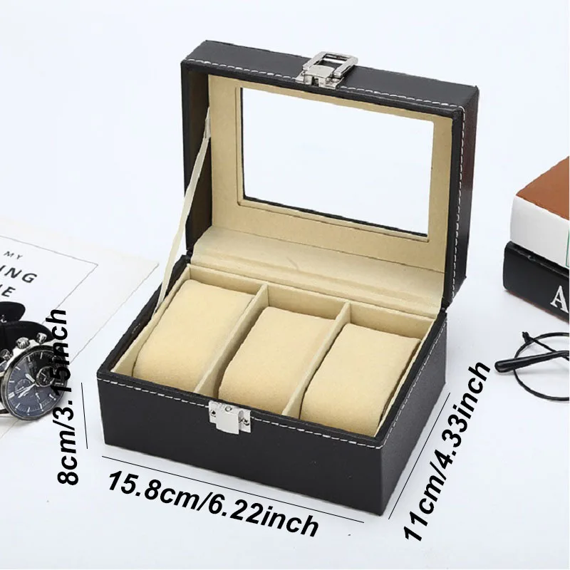 Multiple Slots Luxurious PU Watch Box 2/3/4/5/6 Grids Jewelry Ring Earrings Organizer For Men And Women - 图片 17