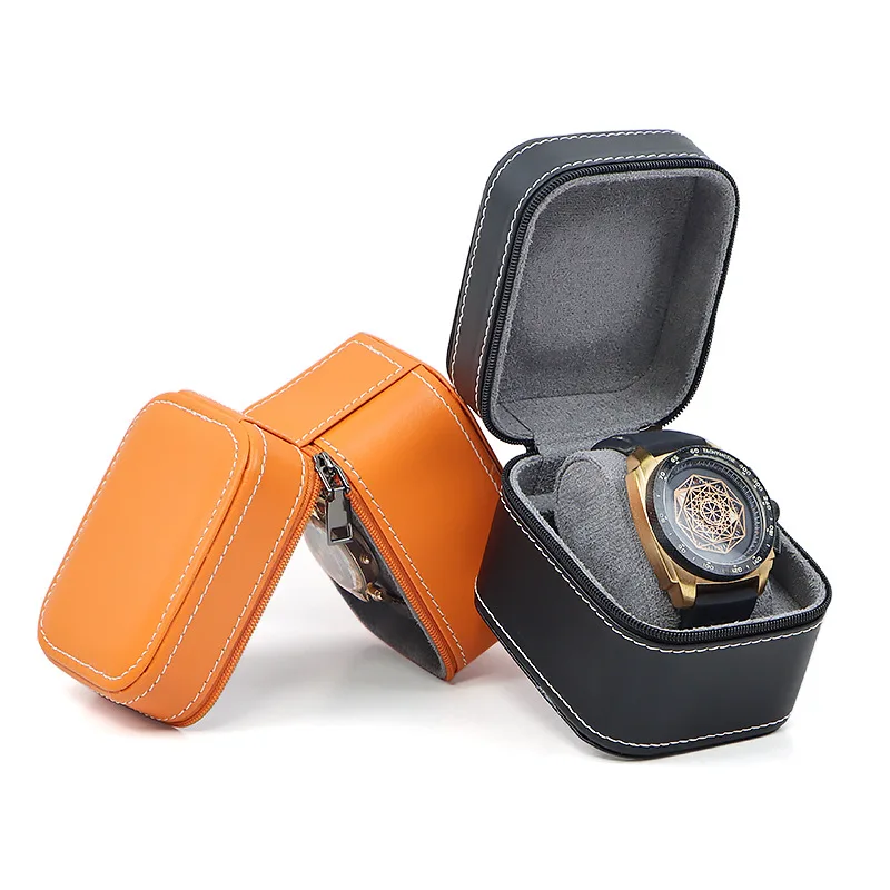 Travel Watch Case ⌚ Single Watch Case – Leather Watch Travel Case with Removable Cushion – Portable Square Jewelry Storage Organizer Box for Wristwatch and Smartwatch Protection - 图片 3