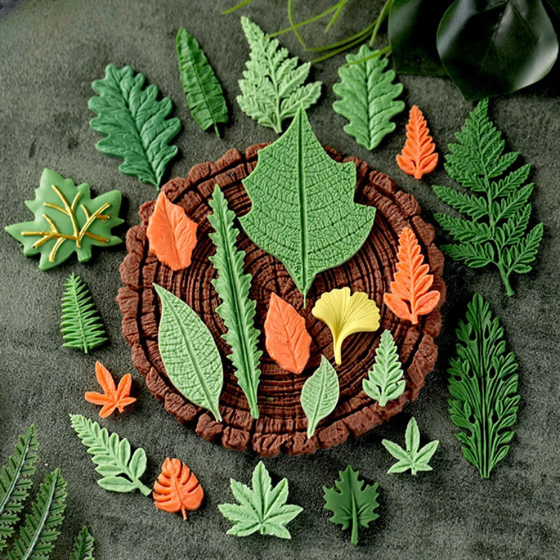 Leaf Stump Silicone Mold for Fondant Cookie Chocolate Cake Baking Moulds Kitchen Pastry Decorating Tools Dessert Accessories Cupcake Candy Baking Tray DIY Craft Decoration