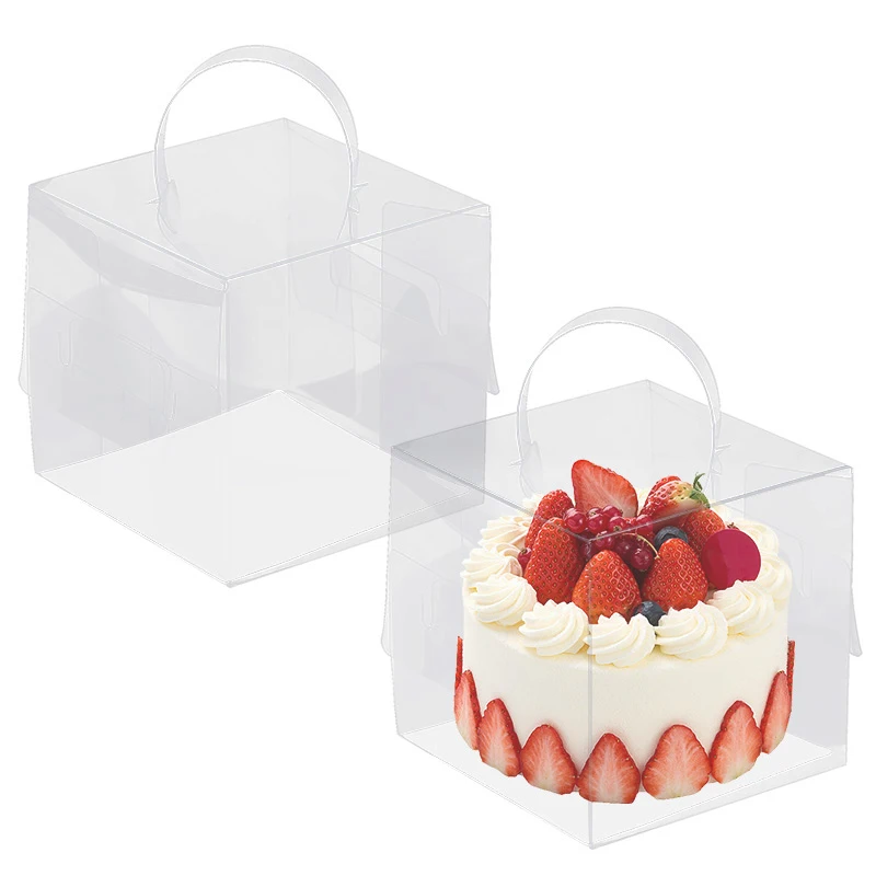 2/5PCS Clear Cake Packaging Box with Handle, Transparent Plastic Dessert Container, Cupcake Boxes with Lids for Wedding, Birthday Party, Baby Shower, Gift Wrapping, Pastry Display, and Event Decoration Supplies