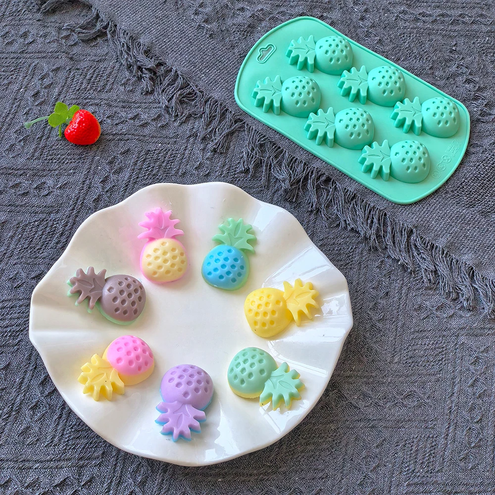 1Pc 6-Hole Pineapple-Shaped Silicone Mold – DIY Cookie, Chocolate, Candy, Fondant, Cake Decoration Mold, Baking Tool for Pastries, Cupcakes, Sugarcraft, and Creative Dessert Accessories