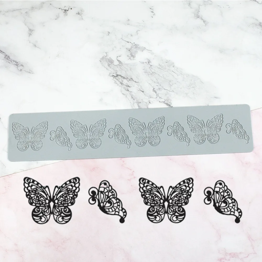 Butterfly Style Silicone Lace Pad for Sugar Flipping DIY Leaf Chocolate Thin Crisp Dessert Cake Decorating Tool Fondant Pastry Cupcake Cookie Baking Mold Kitchen Craft Tray