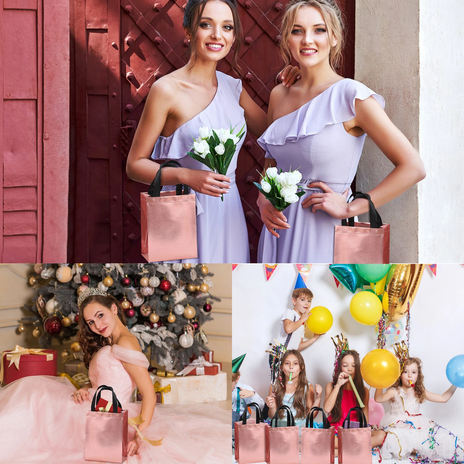 20pcs Aluminized Film Non-Woven Gift Tote Bags – Reusable Leak-Proof Shopping Bags for Mother's Day, Graduation, Party, Wedding, or Birthday Gift Packaging, Eco-Friendly and Durable 2