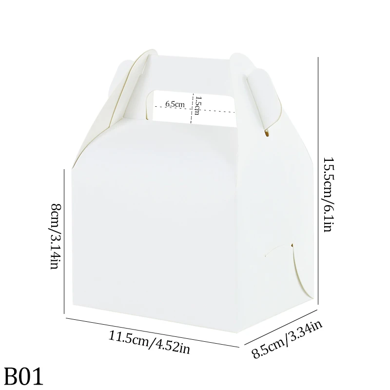 5/10Pcs Brown and White Kraft Paper Cake Boxes with Handle, Portable Gift Boxes for Cakes, Desserts, Mousse, Cupcakes, Birthday, Wedding, Party, Bakery Packaging, Pastries, DIY Gift Wrapping, Portable Cake Carrier - 图片 7