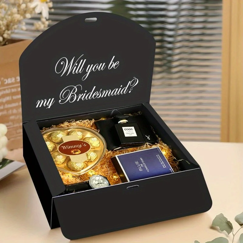 10 PCS Gift Boxes with Lids, 27208cm White & Black Paper Gift Boxes with Ribbon, Luxury Bridesmaid Proposal Boxes for Weddings, Birthdays, Special Occasions, Gift Wrapping Packaging 8