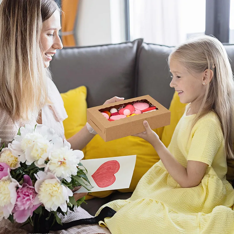 10/20/25/30pcs Cake Boxes with Window, Transparent Bakery Boxes for Pastry, Chocolate, Cupcakes, and Desserts, Gift Packaging for Birthday, Wedding, Valentine’s Day, Mother’s Day, and Party Supplies 6