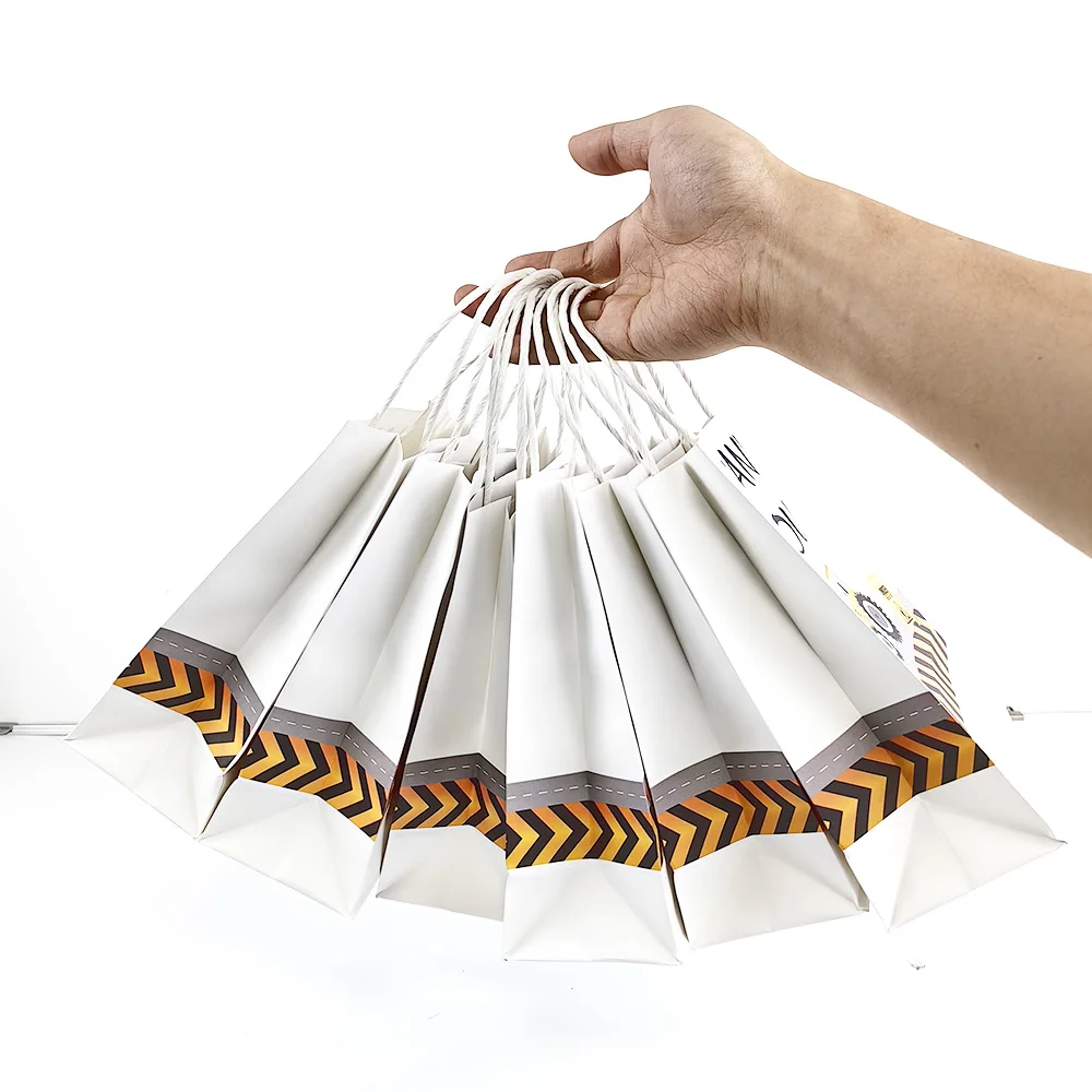 6/12/24pcs Construction Party Gift Bag Paper Bag with Handle Construction Truck Birthday Party Decoration Excavator Treat Bags Bolsa de Papel Borsa Regalo Sac Cadeau حفلة البناء 가방 포장
