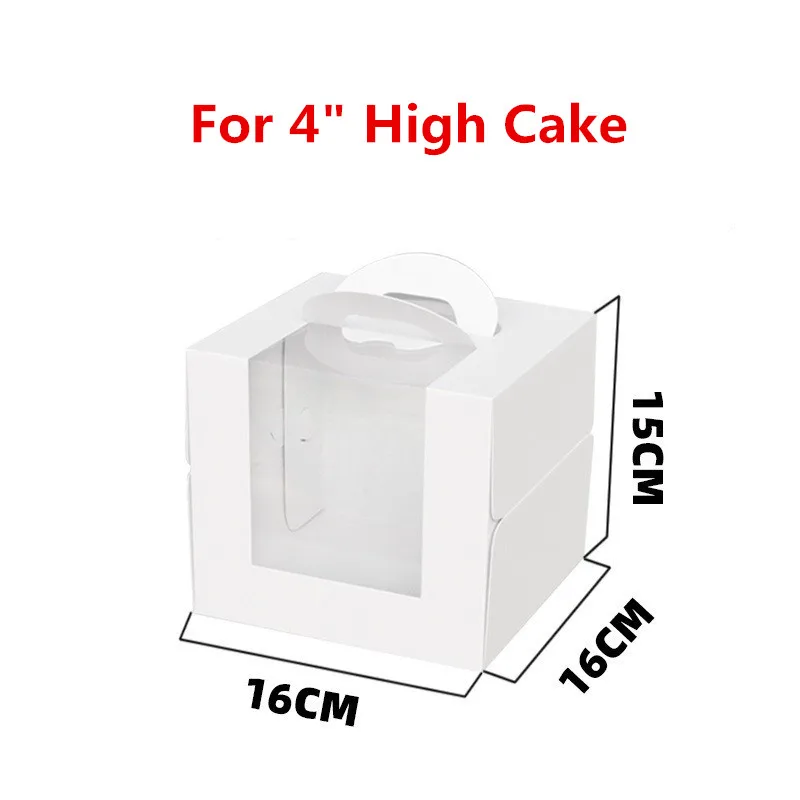 5Pcs White Paper Cake Boxes with Clear Window, Portable 3/4/6/8/10 Inch Dessert Packaging Containers for Birthday Wedding Party DIY Cake Presentation Supplies - 图片 15