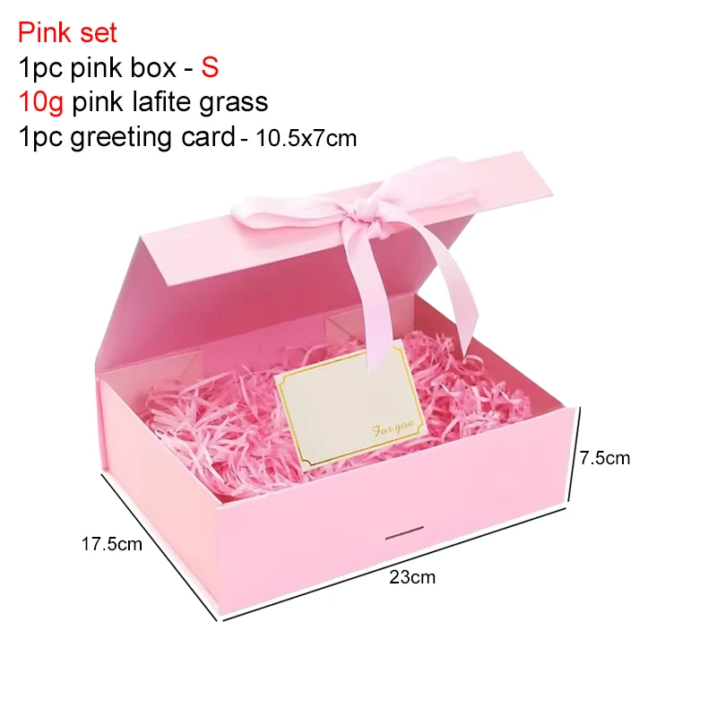 Magnetic Gift Box Kit with Lafite Grass and Greeting Cards, Black and Pink Luxury Folding Gift Box with Lid, Collapsible Paperboard Packaging for Valentine’s Day, Holiday Party, Birthday, Wedding, Anniversary - 图片 11