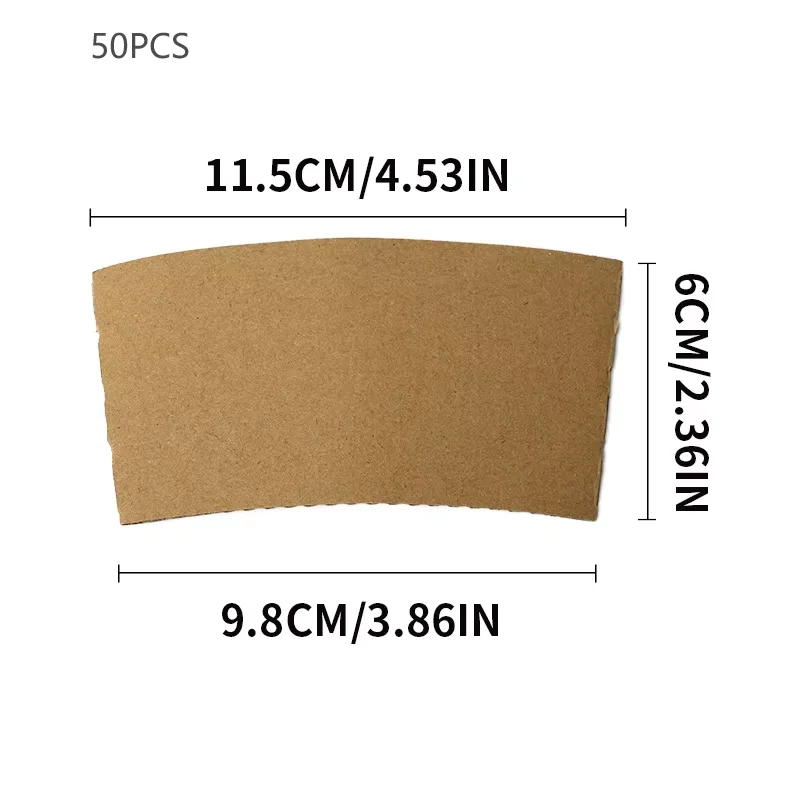50/100Pcs Brown Coffee Cup Sleeves Kraft Corrugated Paper Heat Insulation Cardboard Holder Disposable Cup Covers for Hot Drinks Tea Coffee Beverage Shop Takeaway Party Accessories - 图片 8