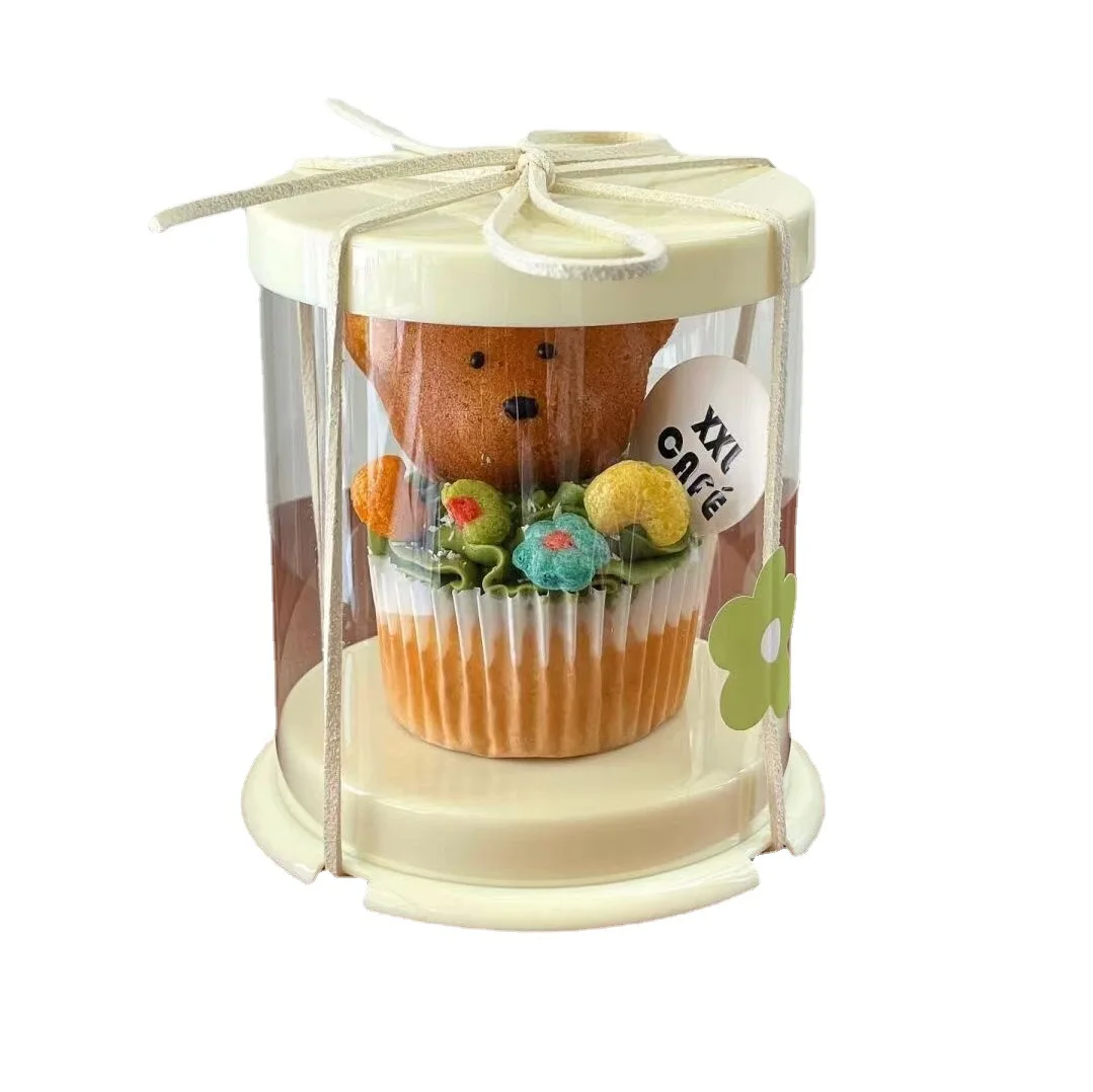 10Pcs Round Clear Cake Boxes for 2-Inch Desserts, Transparent Bakery Gift Packaging Boxes, Cupcake and Cookie Containers with Lids, Tall Layer Cake Holder, Portable Dessert Boxes for Birthday, Wedding, Party, and Home Use - 图片 2