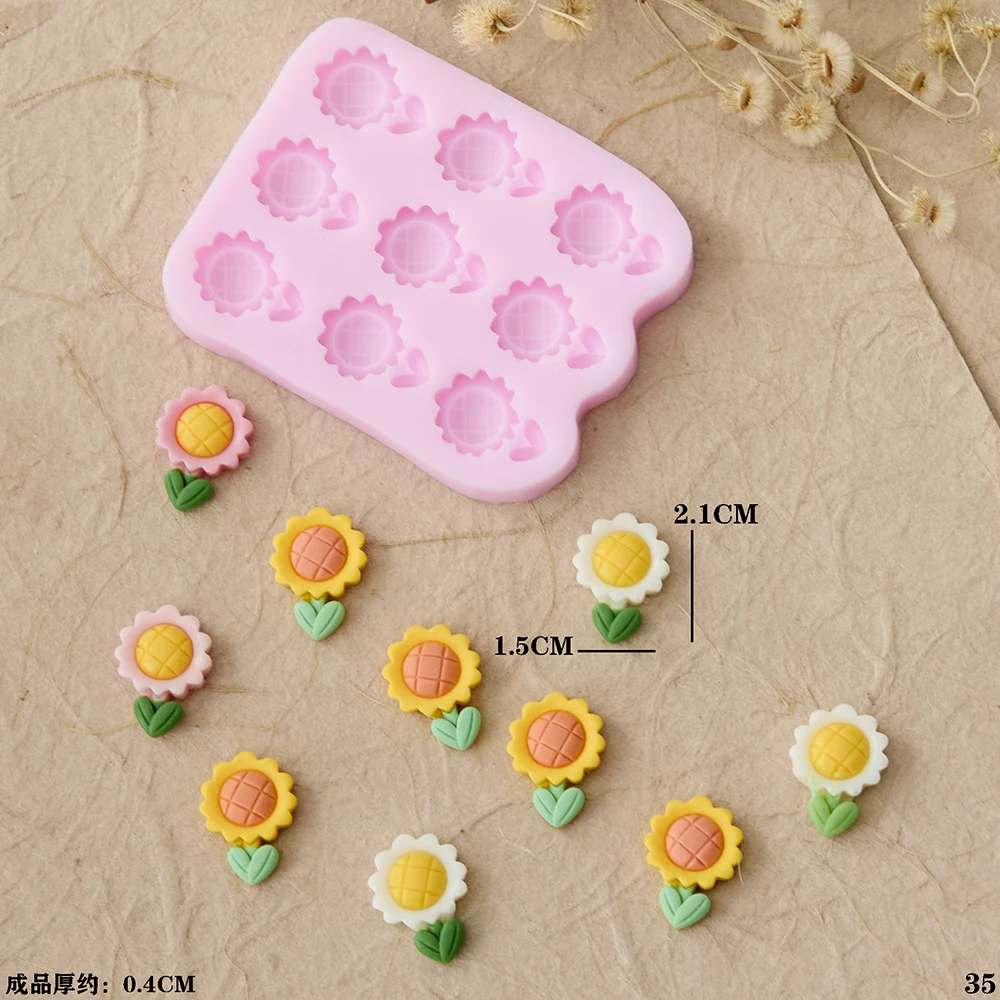 3D 9-Cavity Flower Silicone Mold – Sunflowers Design for Fondant, Candy, Chocolate, Cake Decorating, DIY Baking Tools, Sugarcraft, Cupcake Toppers, and Creative Dessert Accessories
