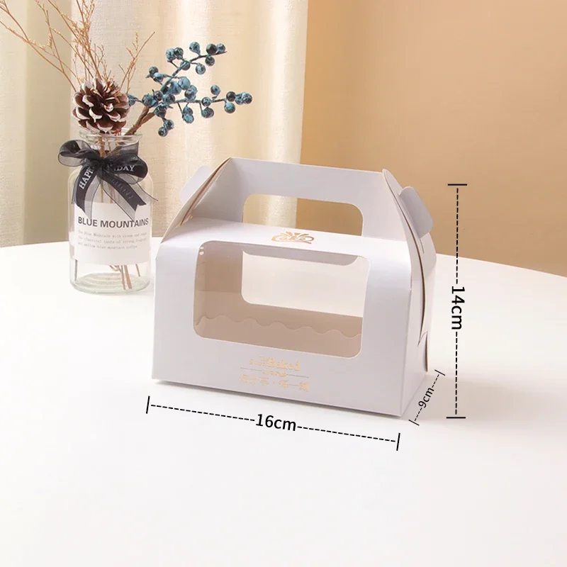 10/20 Sets White Handheld Transparent Cake Boxes, Paper & PET Long Fold Drawer Cake Roll, Dim Sum, Mousse Cake Packaging Box, Gift Packaging for Desserts and Pastries - 图片 7
