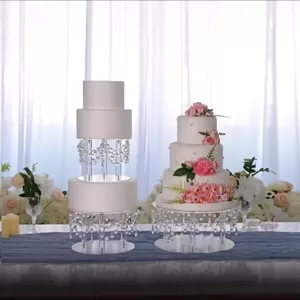 3 Pieces Luxury Transparent Dessert Cake Stand Set Tall Cake Tray Wedding Birthday Party Decoration Elegant Dessert Table Display for Wedding Events and Special Occasions