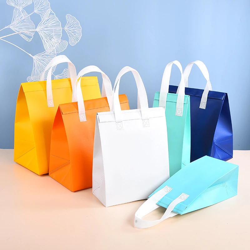 10pcs Non-Woven Insulated Tote Bags – Reusable Thermal Cooler Pouches for Food, Cake, Drinks, and Lunch, Portable Delivery and Takeaway Bags with Handles, Eco-Friendly Storage for Office, School, and Picnic - 图片 2