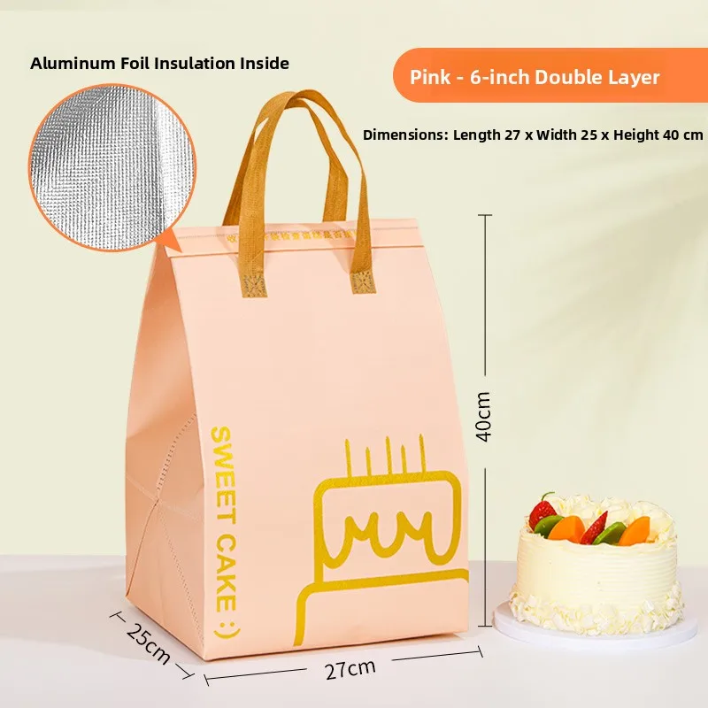 Large Capacity Aluminum Foil Insulated Bag, Disposable Thermal Cake Preservation Pouch, Heat Retention Food Storage Container, Fresh-Keeping Box for Birthday Cakes, Pastries, Catering, Delivery - 图片 16