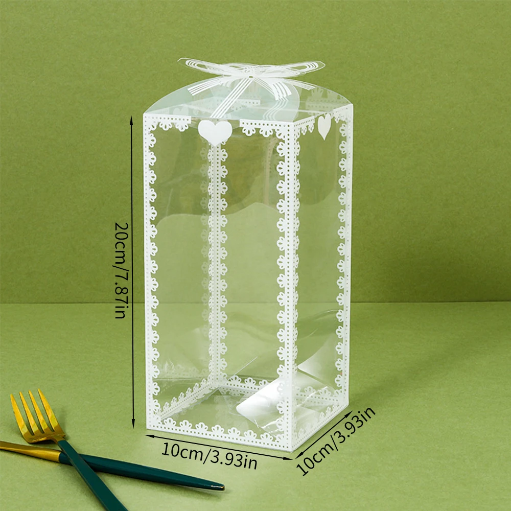 10Pcs Transparent PVC Candy Favor Gift Packaging Boxes, Clear Plastic Wedding Party Birthday Christmas Gift Wrapping Box for Cookies Chocolate Macarons Dessert Packaging Supplies - 图片 10