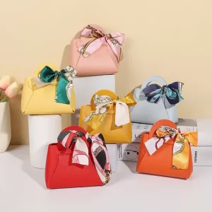 10PCS Luxury Pink Leather Gift Bags with Ribbon – Mini Handbag Style Candy Favor Boxes for Wedding Guests, Party Decoration, Baby Shower Packaging, Bridesmaid Gifts, Chocolate, Cookies, and Small Presents