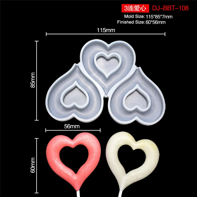 Leaf Flower Heart Bear Shape Silicone Lollipop Mold Round Chocolate Candy Cheese Baking Mould Fondant Cake Decorating Tools Dessert Cupcake Topper Tray Kitchen Pastry DIY Baking Accessories 2