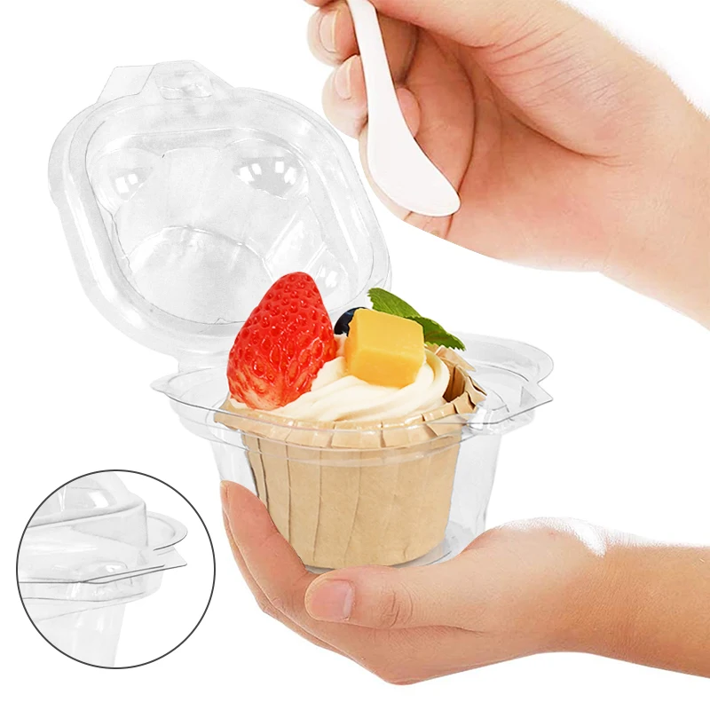 20/50Pcs Individual Cupcake Boxes Clear Muffin Cake Dessert Holders with Dome Lids, Transparent Pastry Containers for Birthday Party Wedding Favor Gift Packaging and Event Decoration Supplies