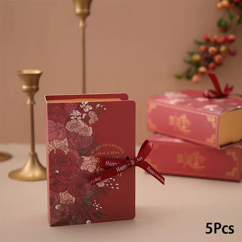 5PCS Book Shape Gift Boxes with Ribbon – Candy and Chocolate Favor Boxes, Elegant Wedding, Birthday, Mother’s Day, Party Decorations and Gift Packaging for Special Occasions - 图片 9