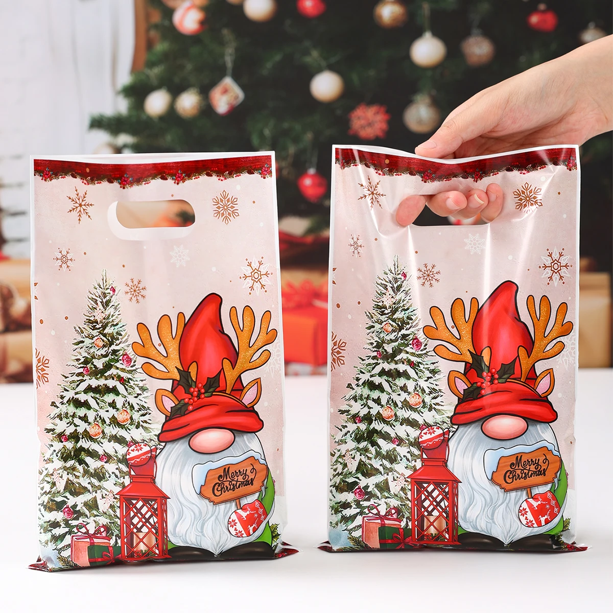 Christmas Snowman Gift Handbag Merry Christmas Decoration for Home 2025 Navidad Natal Snowflake Candy Handy Bag New Year Party Favor Shopping Tote Bolsa Regalo Sac Cadeau ساک هدیه 크리스마스 가방