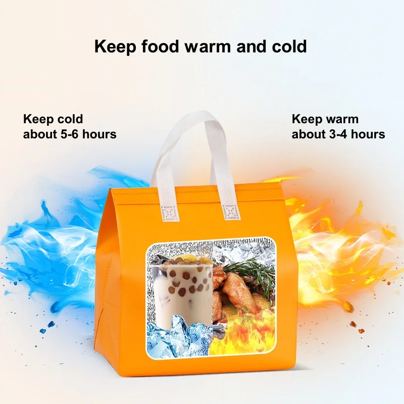 10pcs Green Non-Woven Insulated Tote Bags – Portable Reusable Pouches for Food, Drinks, Cake, and Snacks, Thermal Carrier Keeps Hot or Cold, Ideal for Delivery, Picnic, Grocery, Work, School - 图片 4