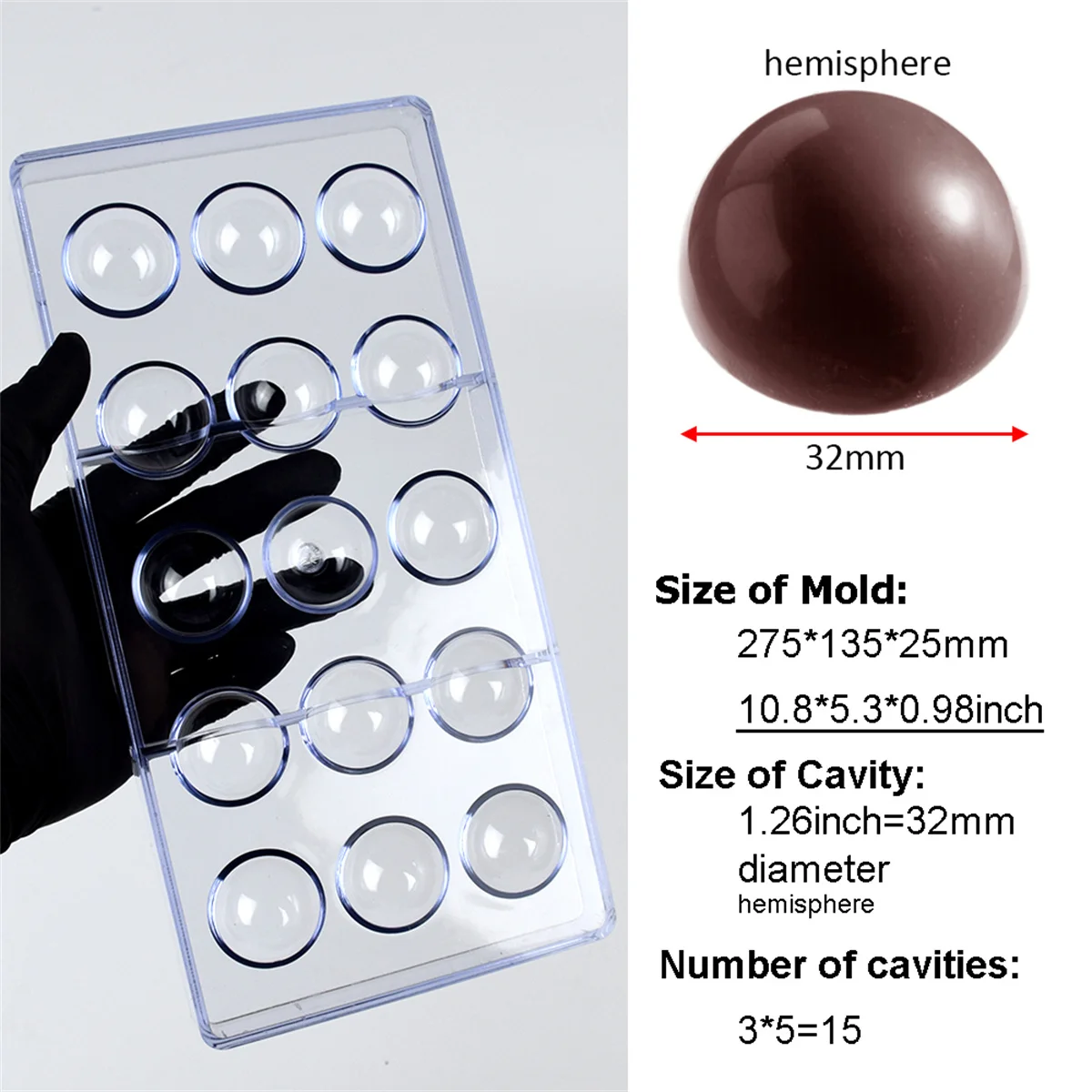 1Pcs Polycarbonate Chocolate Mold with Cylindrical, Strip, and Sphere Shapes for Candy, Confectionery, Pastry, and Baking, Durable Transparent Chocolate Mold Tray for Home Baking, DIY Desserts, and Creative Treats - 图片 4