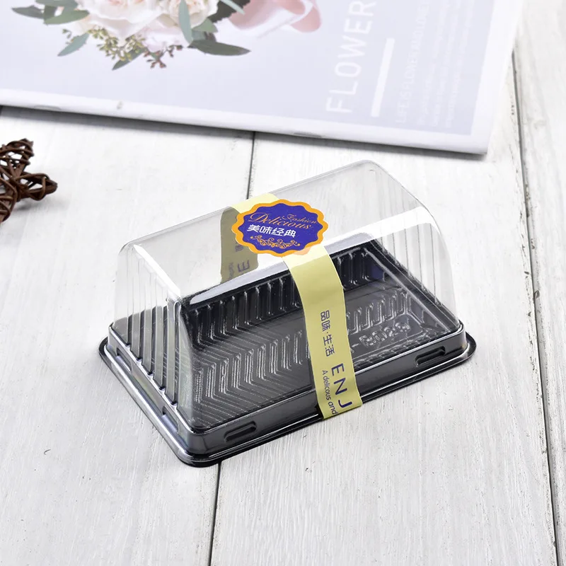 50Pcs Roll Cake Box Set with Clear Lid, Plastic Hot Dog, Sandwich, Swiss Roll, Muffin and Pastry Containers, Transparent Dessert Storage Holders for Birthday, Wedding, Party, Bakery, and DIY Treats