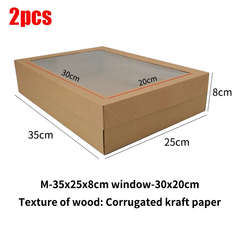DIY Vintage Kraft Paper Gift Boxes Bulk Candy Cake Packaging with Transparent PVC Window, Wedding Birthday Party Dessert Packaging, Exquisite Gift Boxes for Cookies Chocolates Macarons Party Favors - 图片 8