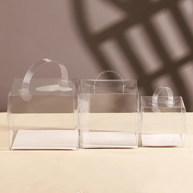 Transparent Cake Box Plastic Dessert and Cupcake Packaging Box with Handle, Portable Gift Wrapping Box for Weddings, Birthdays, Parties, Baby Showers, Holiday Desserts, Pastries, Bakery Display and Gift Presentation 1