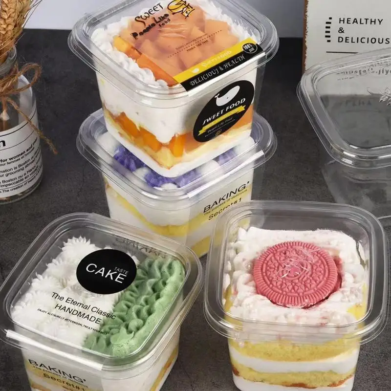 10/50 Pcs Transparent Cupcake Packaging Boxes with Lids, Disposable Dessert Containers, Tiramisu Cake Boxes, Clear Plastic Baking Boxes for Birthday Party, Wedding, Gift Packaging and Catering Use 6