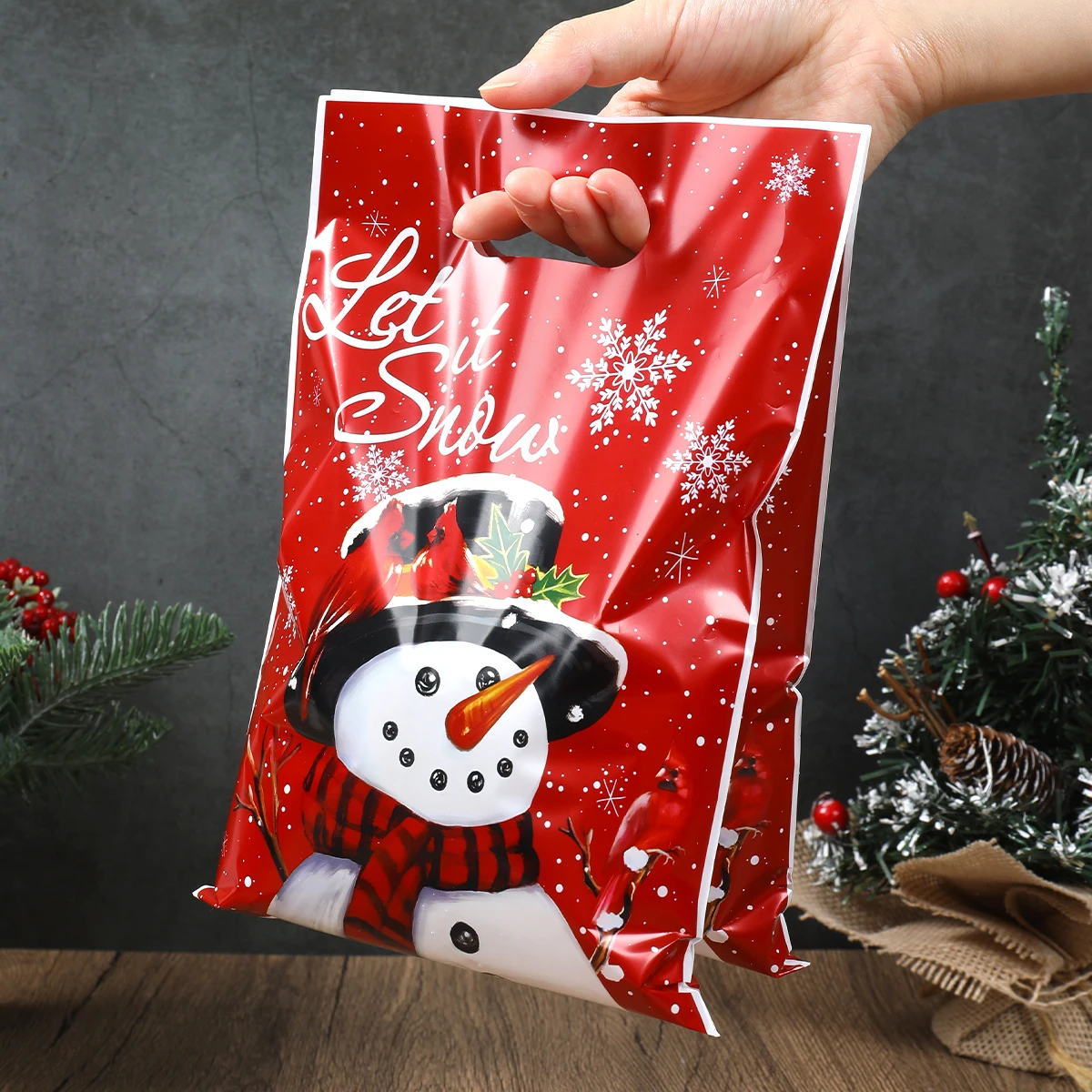 Christmas Snowman Gift Handbag Merry Christmas Decoration for Home 2025 Navidad Natal Snowflake Candy Handy Bag New Year Party Favor Shopping Tote Bolsa Regalo Sac Cadeau ساک هدیه 크리스마스 가방