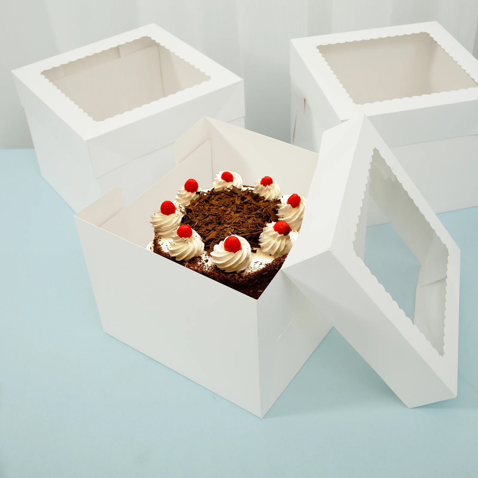 10Pcs Tall Cake Boxes with Cake Boards, 10 Inch White Tall Bakery Boxes with Clear Window, Large Cake Containers for Birthday Wedding Party Desserts, Multifunctional Durable Cake Packaging Supplies for Home and Professional Bakeries - 图片 3