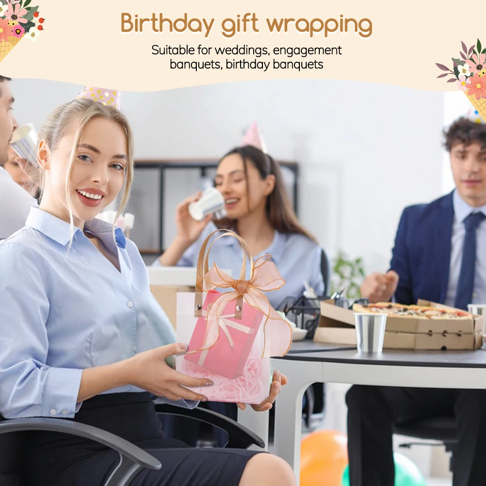 20PCS Frosted Holiday Gift Bags with Handles – Eco-Friendly Transparent Tote Packaging for Birthday, Anniversary, Party, Candy, and Holiday Gift Wrapping, Reusable Companion Shopping Bag - 图片 3