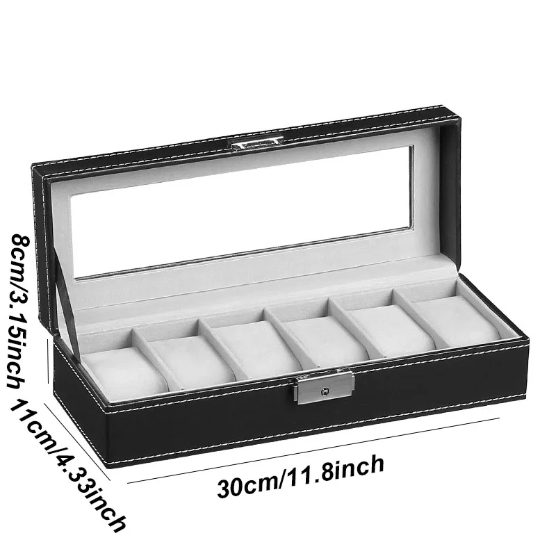 Multiple Slots Luxurious PU Watch Box 2/3/4/5/6 Grids Jewelry Ring Earrings Organizer For Men And Women - 图片 14