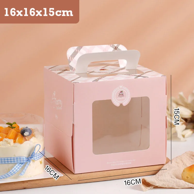 10Pcs Portable Handle Cake Boxes with Clear Window, Cupcake Pastry Cookie Dessert Packaging Boxes, Foldable Birthday Party Wedding Baby Shower Bakery Gift Containers - 图片 9