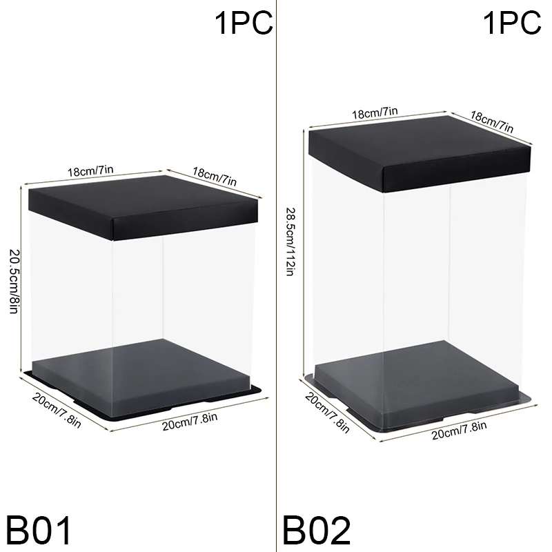 7 Inch Transparent Cake Box, Large Birthday Cake Packaging Boxes with Clear Window, DIY Baking Dessert Boxes for Cakes, Cupcakes, Pastries, Flower Gift Packaging for Wedding Christmas Baby Shower Party Supplies - 图片 6