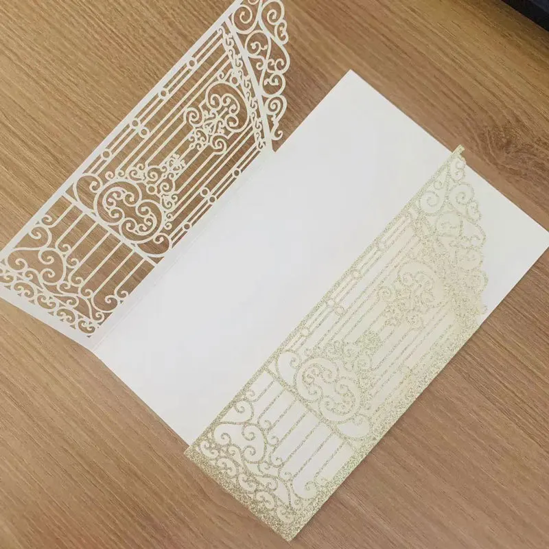 50PCS Laser Cut Wedding Gate Invitations – Elegant Pink and Gold Engagement Greeting Cards with Customizable Printing, Perfect for Bridal Shower, Anniversary, Birthday, Banquet, and Party Supplies - 图片 7