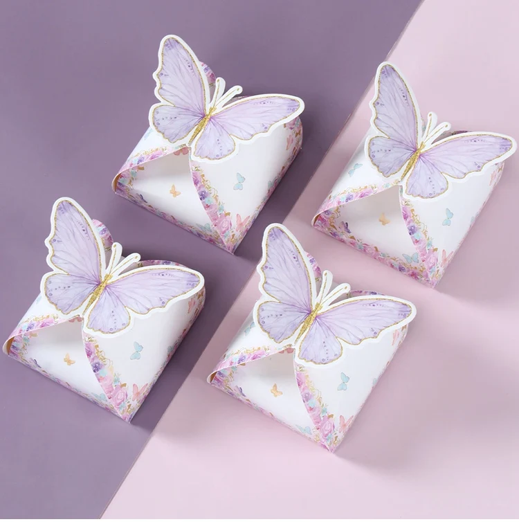 Pink Butterfly Candy Boxes – Gift Packing Bags for Girl Birthday, Baby Shower, Party Favor Boxes, Birthday Supplies, Treat Packaging, Cute Pink Decorations, DIY Gift Boxes for Kids