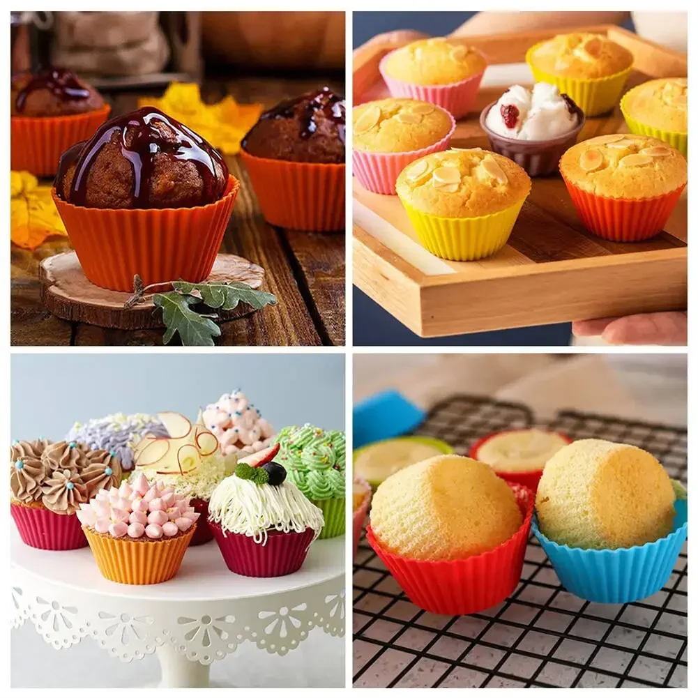 12pcs/Set Round Silicone Cake Molds, Muffin and Cupcake Baking Molds for DIY Baking, Kitchen Cooking, Cake Decorating, Non-Stick Reusable Bakeware, Dessert Makers and Culinary Tools - 图片 6