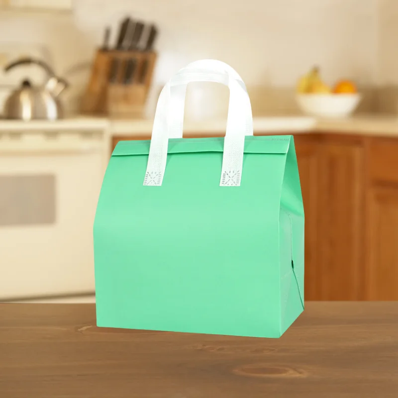 10/25pcs Non-Woven Takeaway Bags, Custom Logo Lunch Bags, Reusable Food Packaging Tote Bags, Insulated Thermal Bags to Keep Food Hot or Cold, Ideal for Takeout, Delivery, and Catering - 图片 16